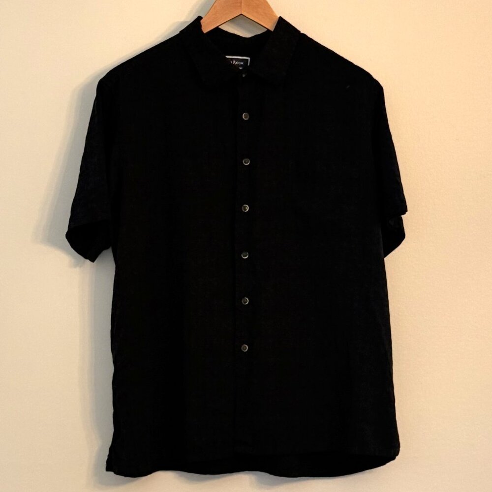 Club Room Men's Black Short Sleeve Button Up Shirt